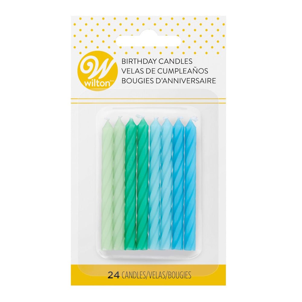 Wilton Green & Blue Candles 24pk