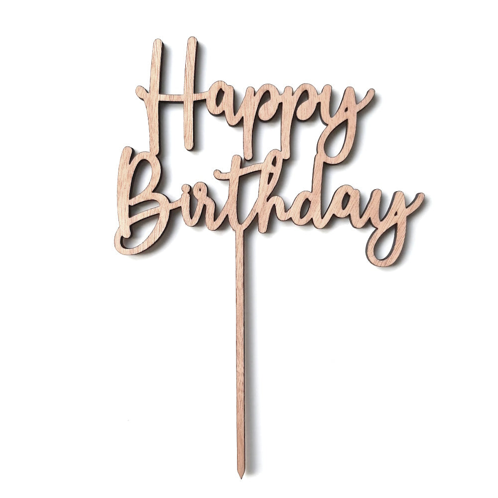 Happy Birthday Cake Topper - Wood