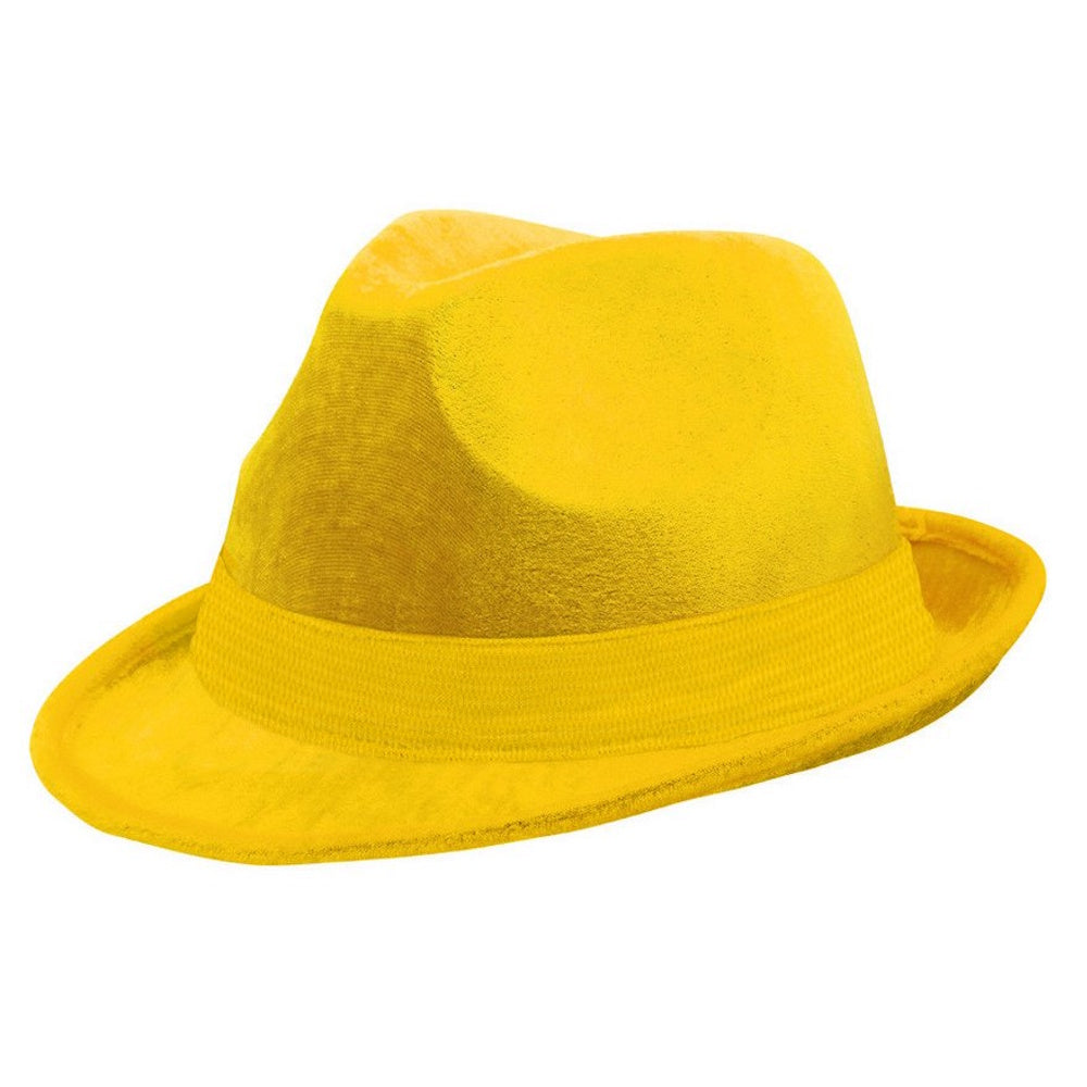 Yellow Velour Fedora Hat
