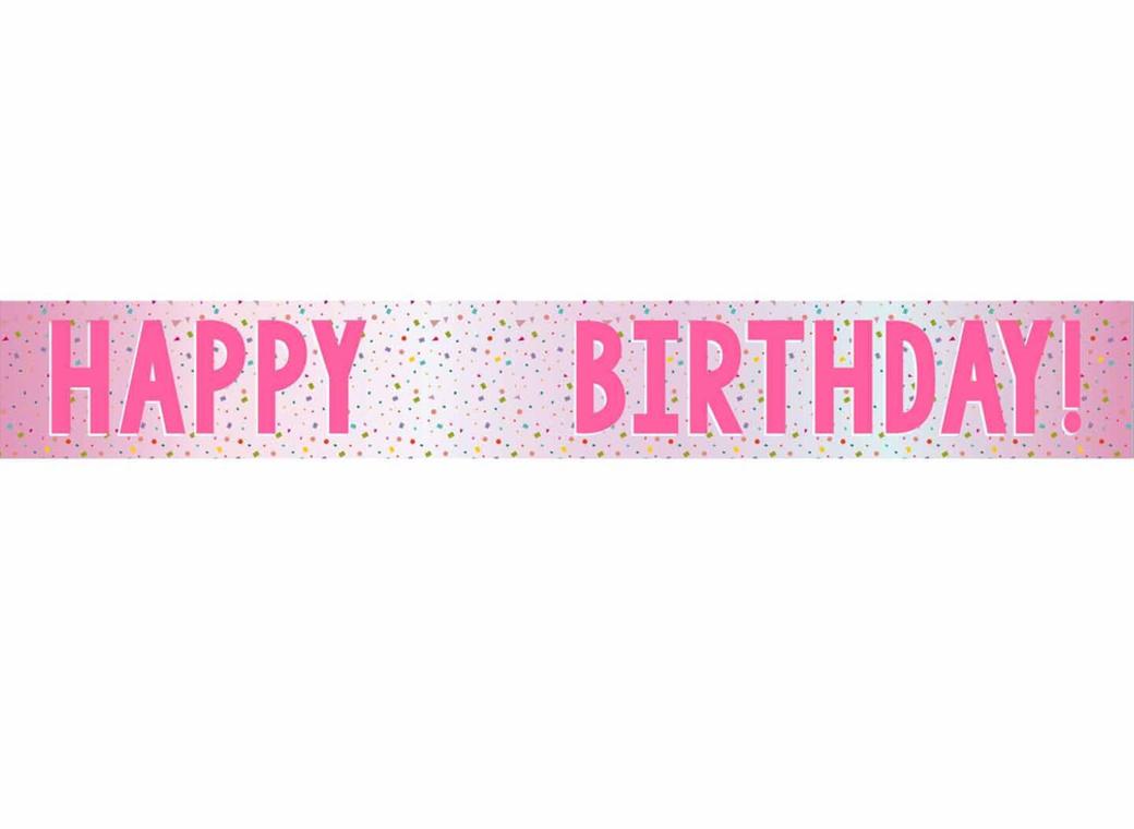 Add Any Age Happy Birthday Foil Banner - Pink