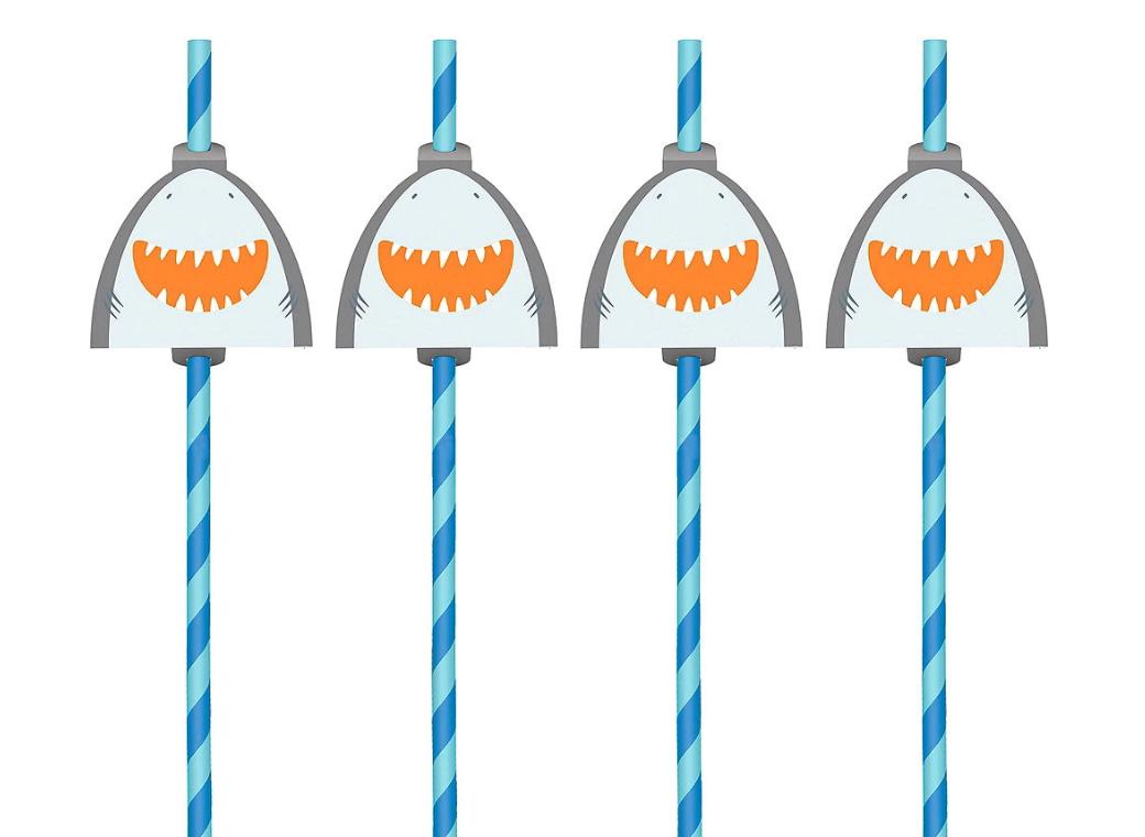 Ahoy Pirate Shark Straws 12pk