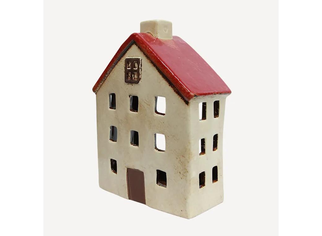 Alsace Tea Light Wide Chalet Red White