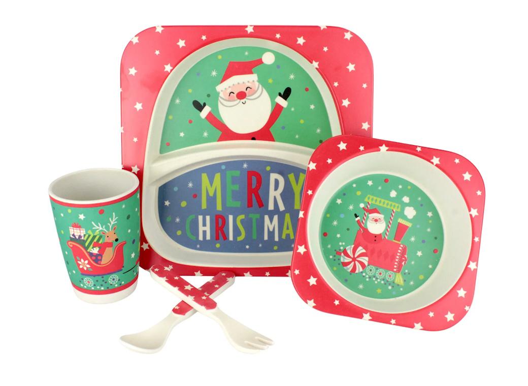 Christmas Kids Bamboo Tableware Set - Santa