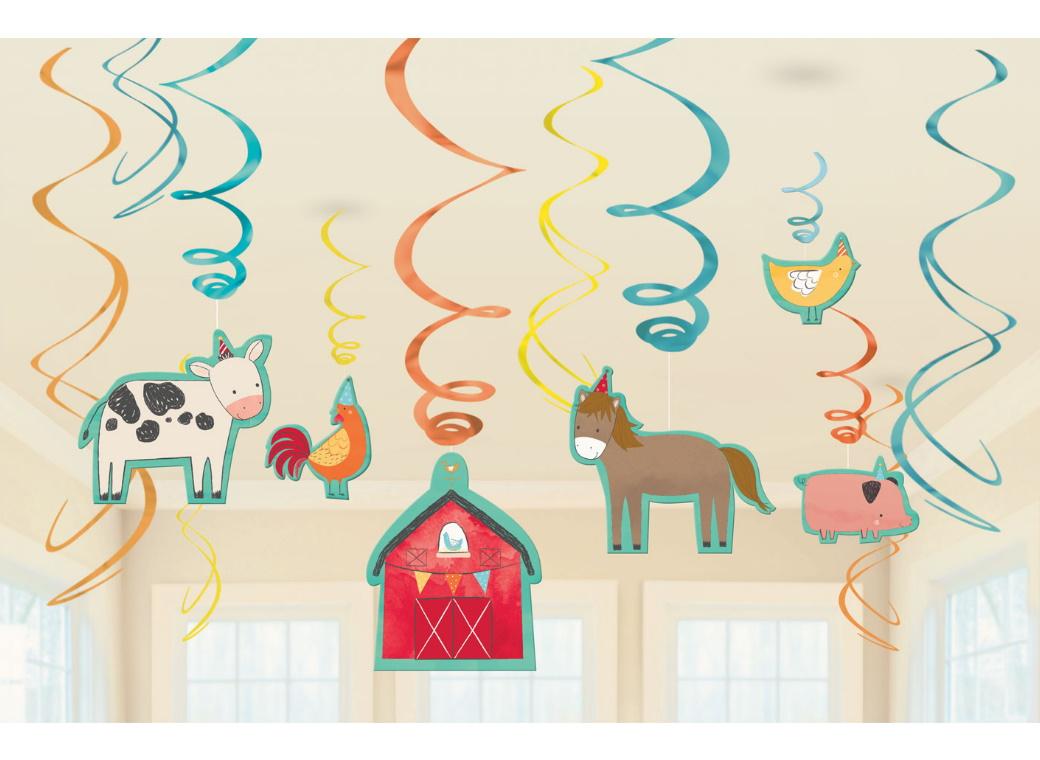 Barnyard Birthday Hanging Swirl Decorations