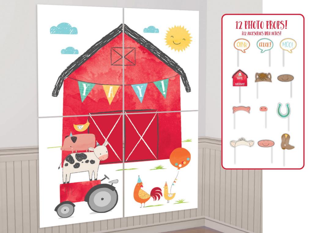 Barnyard Birthday Scene Setter with Photo Props