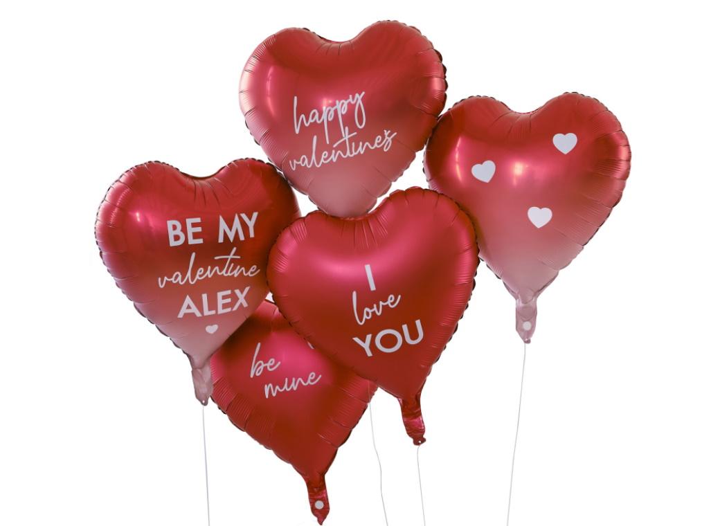 Be Mine Customisable Heart Valentines Balloons 5pk
