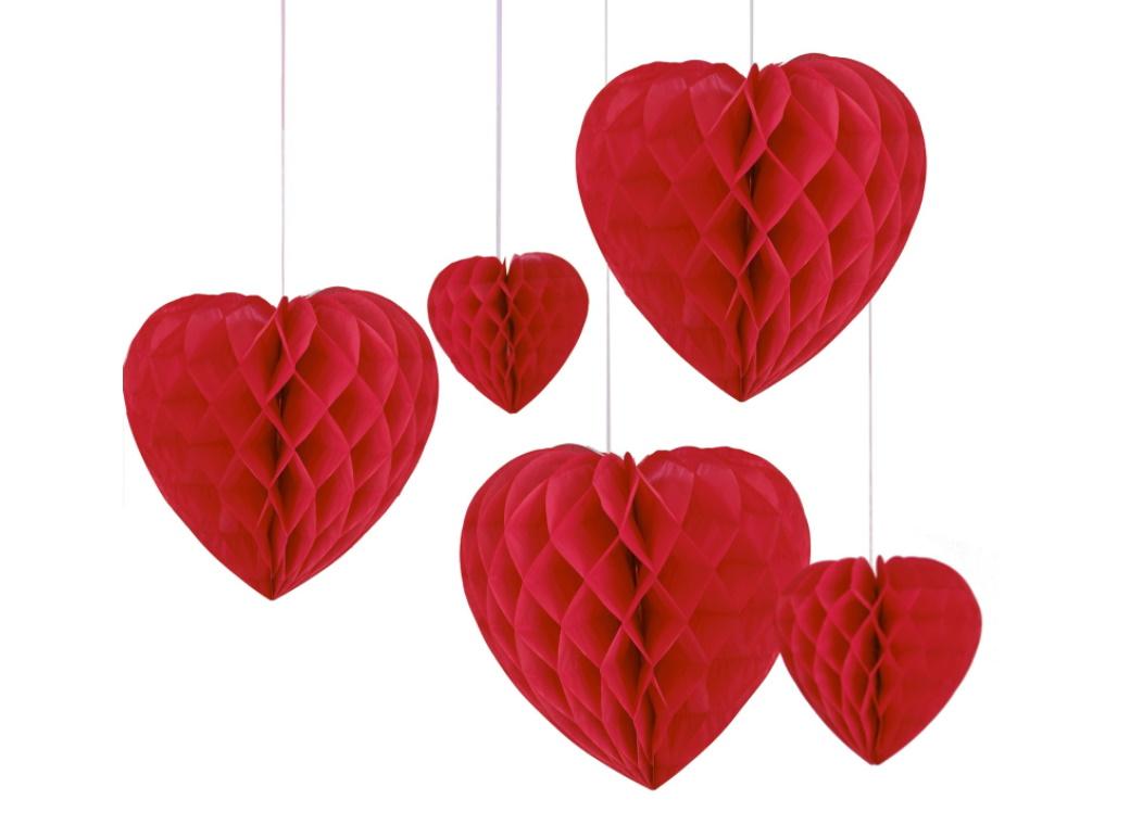 Be Mine Honeycomb Hanging Heart Decorations 5pk