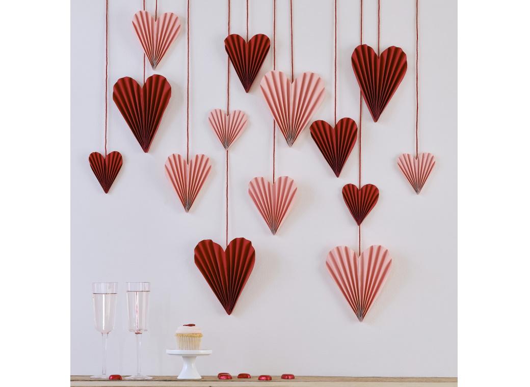 Be Mine Red & Pink Paper Heart Decorations