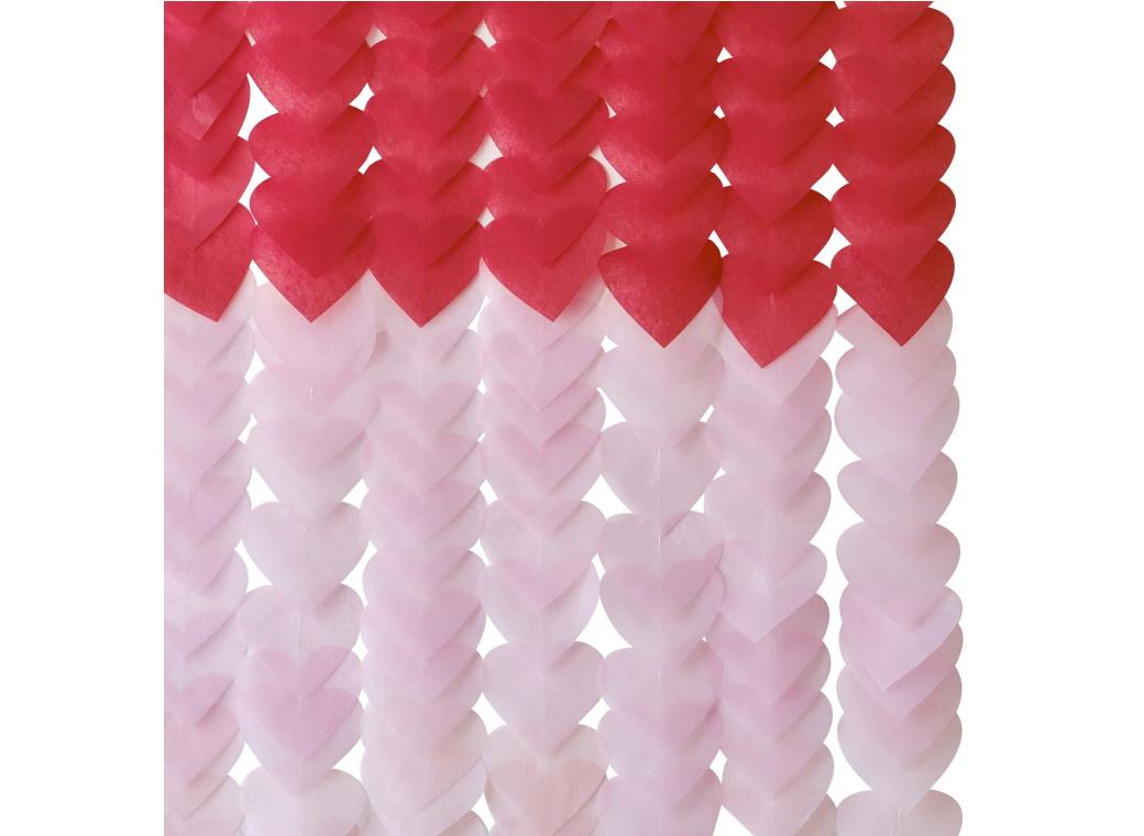 Be Mine Red & Pink Tissue Hearts Party Backdrop
