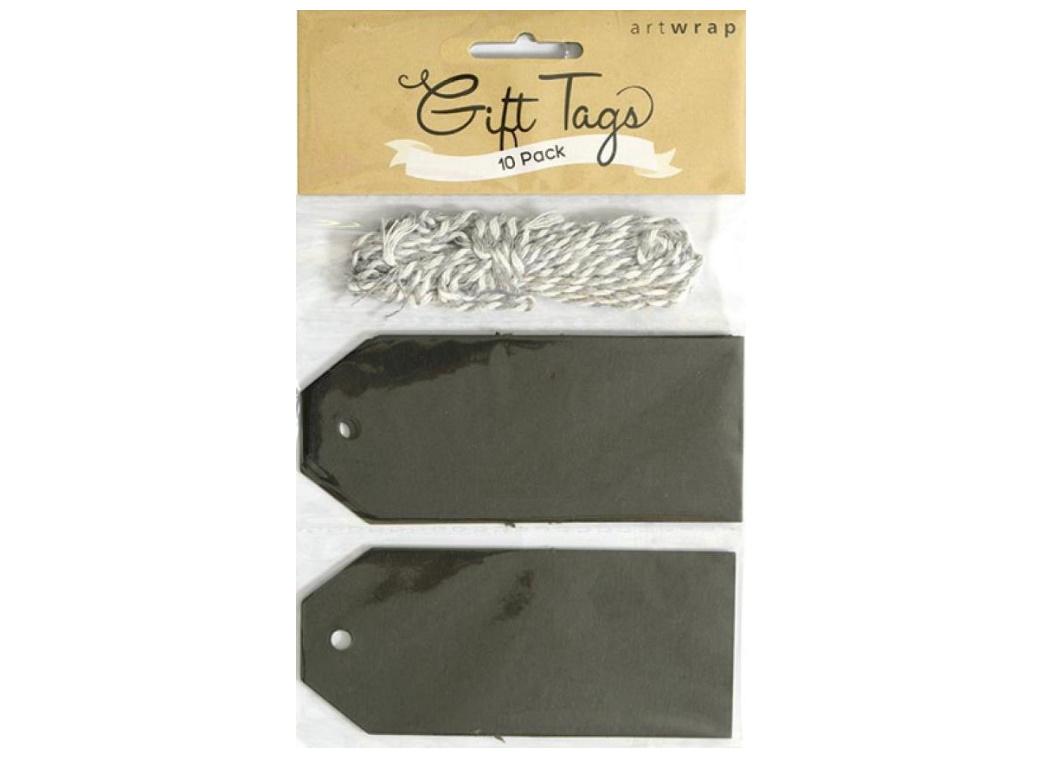 Gift Tags with Twine 10pk - Black