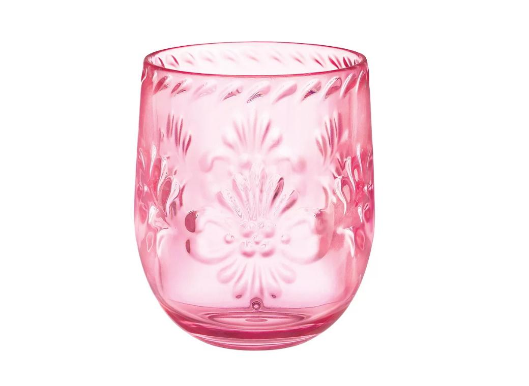 Boho Vibes Pink Floral Stemless Wine Glass