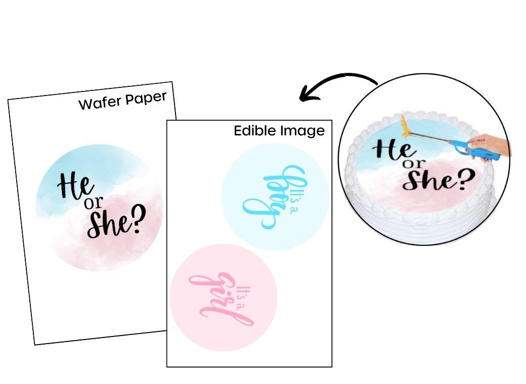 Gender Reveal Burnaway Edible Image Set