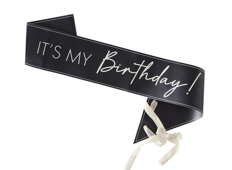 Champagne Noir It's My Birthday Sash