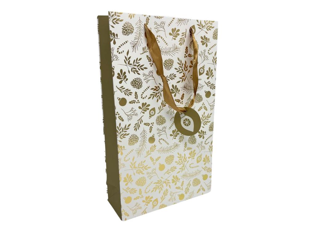 Christmas Double Bottle Bag - Gold Icons