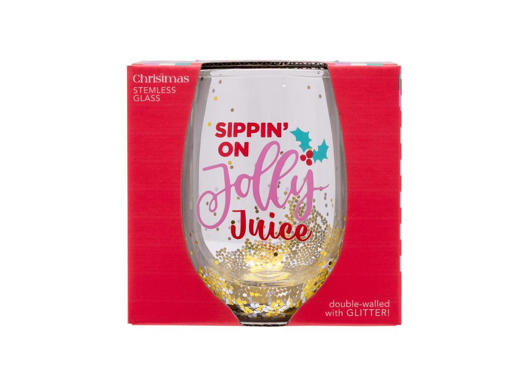 Christmas Jolly Stemless Glass