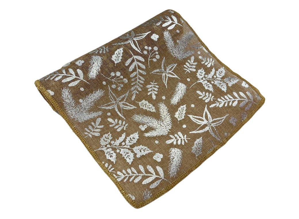 Christmas Table Runner - Hessian & Silver Foliage