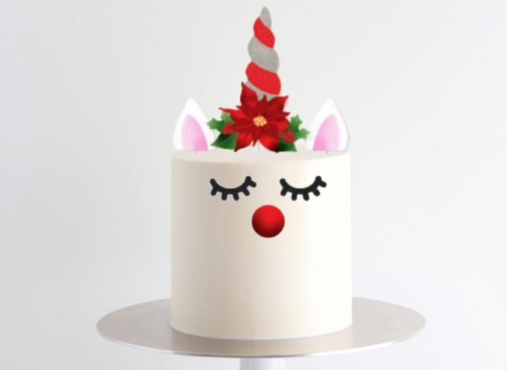Christmas Unicorn Cake Topper Set