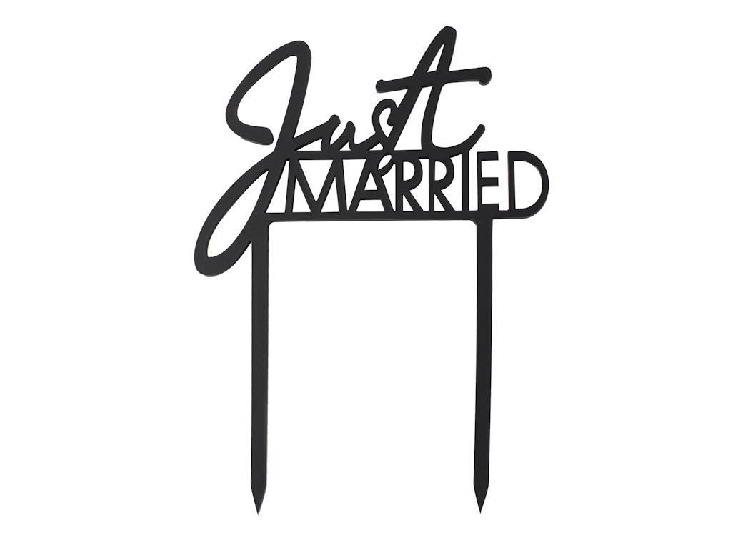 Contemporary Wedding Just Married Cake Topper