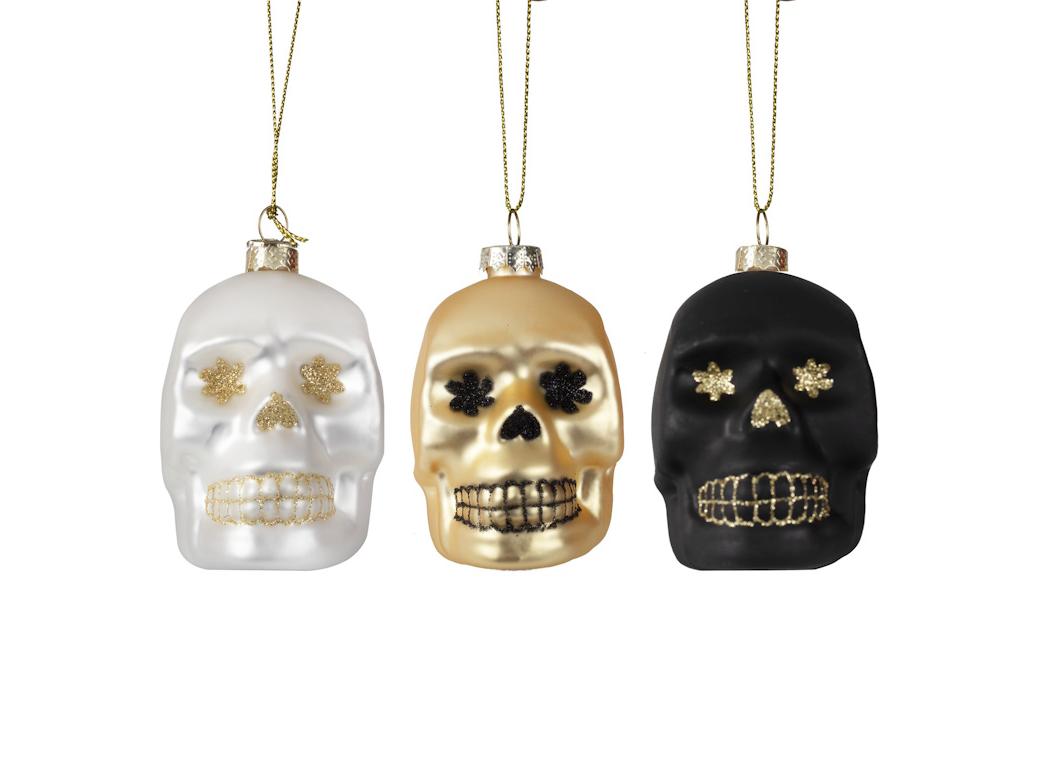 Deadly Soiree Skull Tree Decorations 3pk