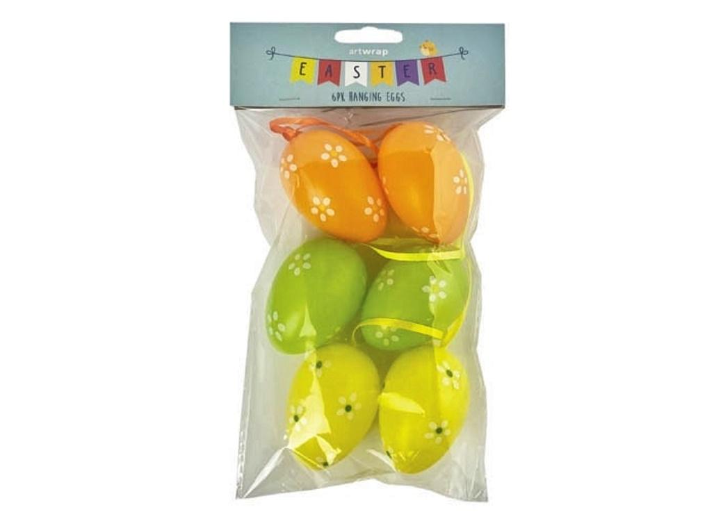 Easter Hanging Decorations Floral Eggs 6pk