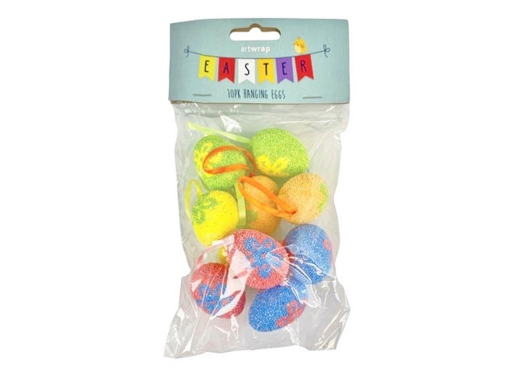 Easter Hanging Decorations Beaded Eggs 10pk