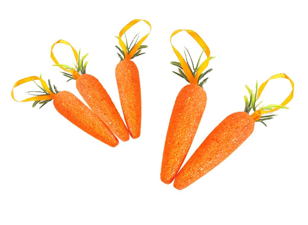 Easter Hanging Decorations Glitter Carrots 5pk