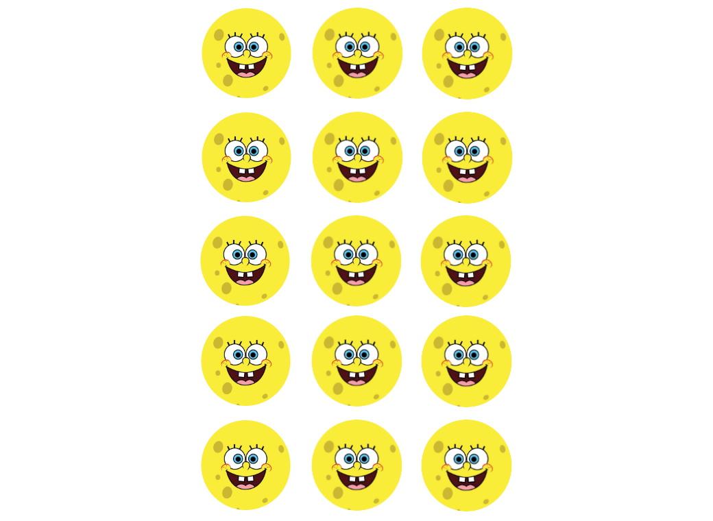 Edible Icing Cupcake Images - SpongeBob Faces