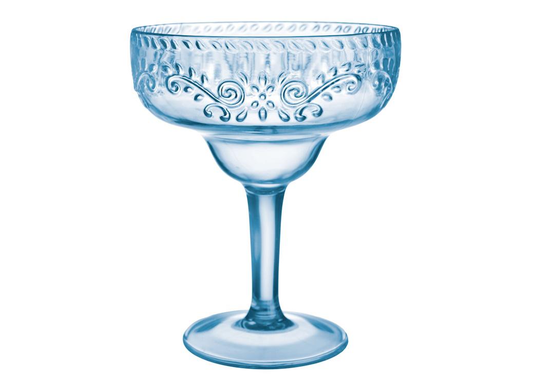 Boho Vibes Blue Floral Margarita Glass