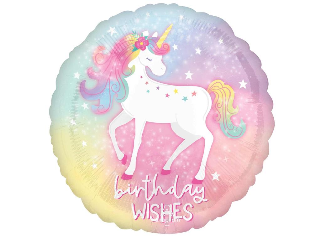 Enchanted Unicorn Birthday Wishes Foil Balloon