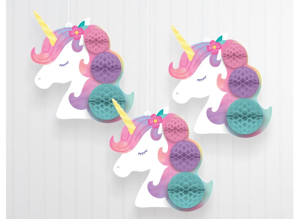 Enchanted Unicorn Honeycomb Decorations