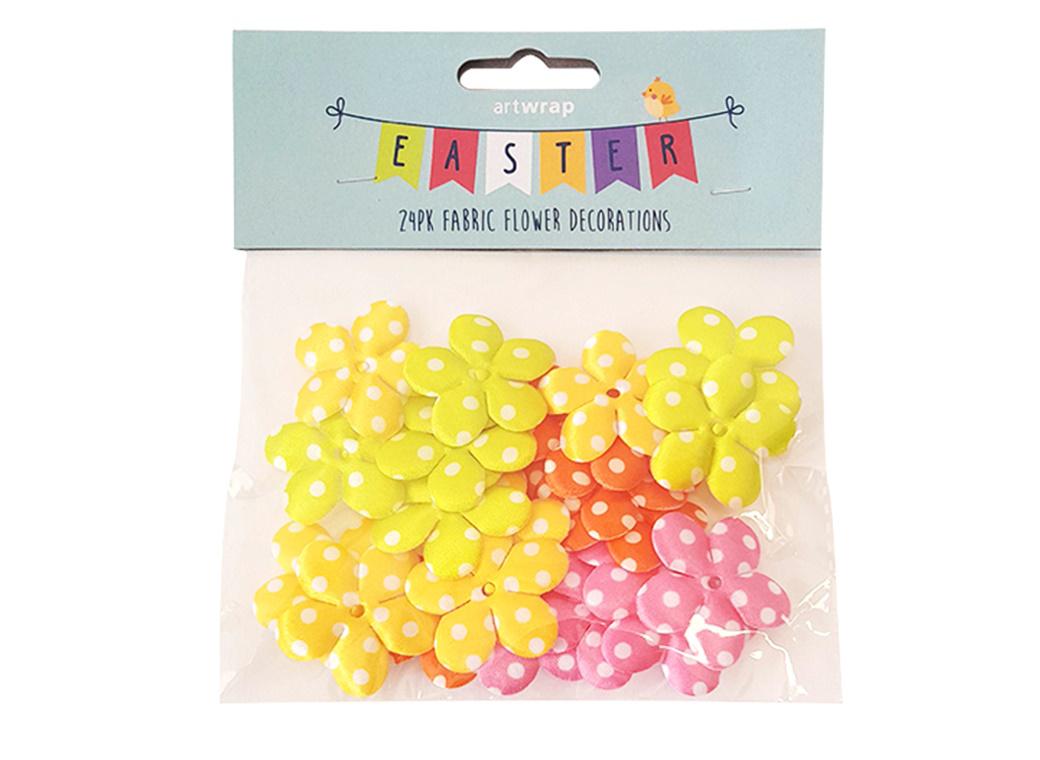 Fabric Polka Dot Flower Decorations 24pk