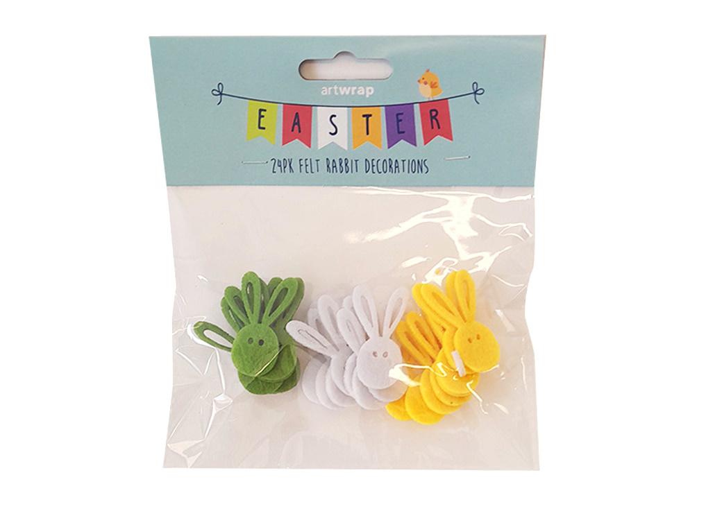 Felt Rabbit Decorations 24pk