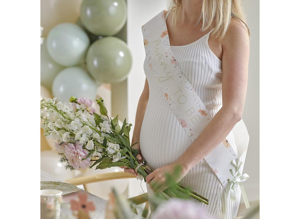 Floral Baby Mummy to Be Sash