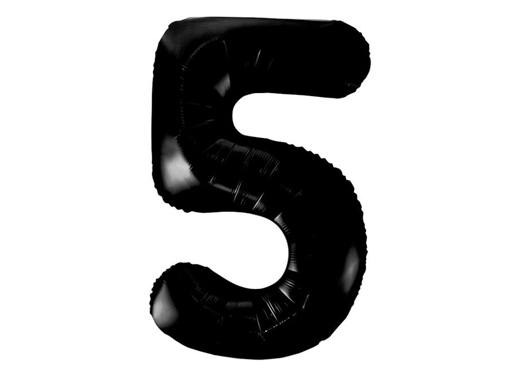 Giant Black Number Foil Balloon - 5
