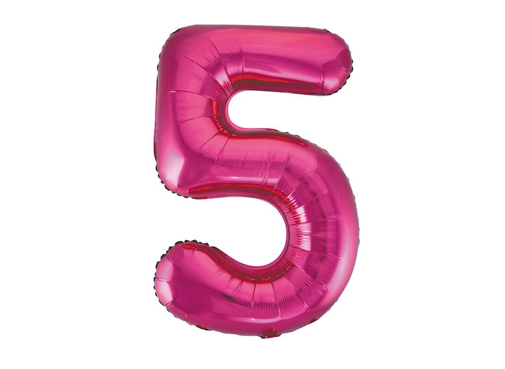 Giant Hot Pink Number Foil Balloon - 5