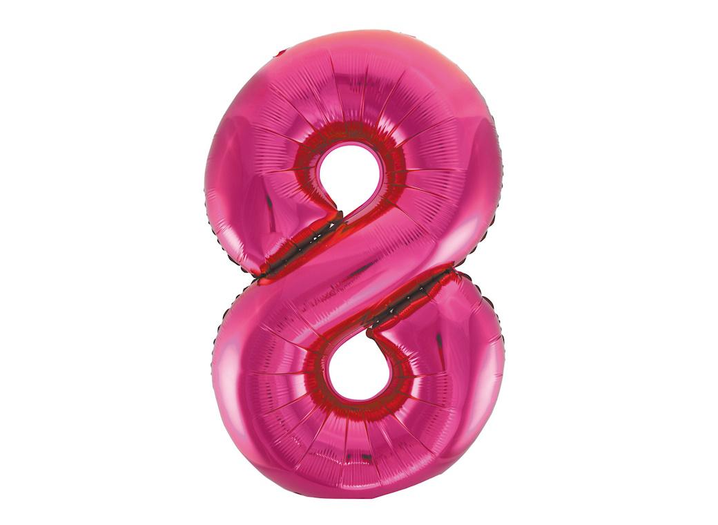 Giant Hot Pink Number Foil Balloon - 8