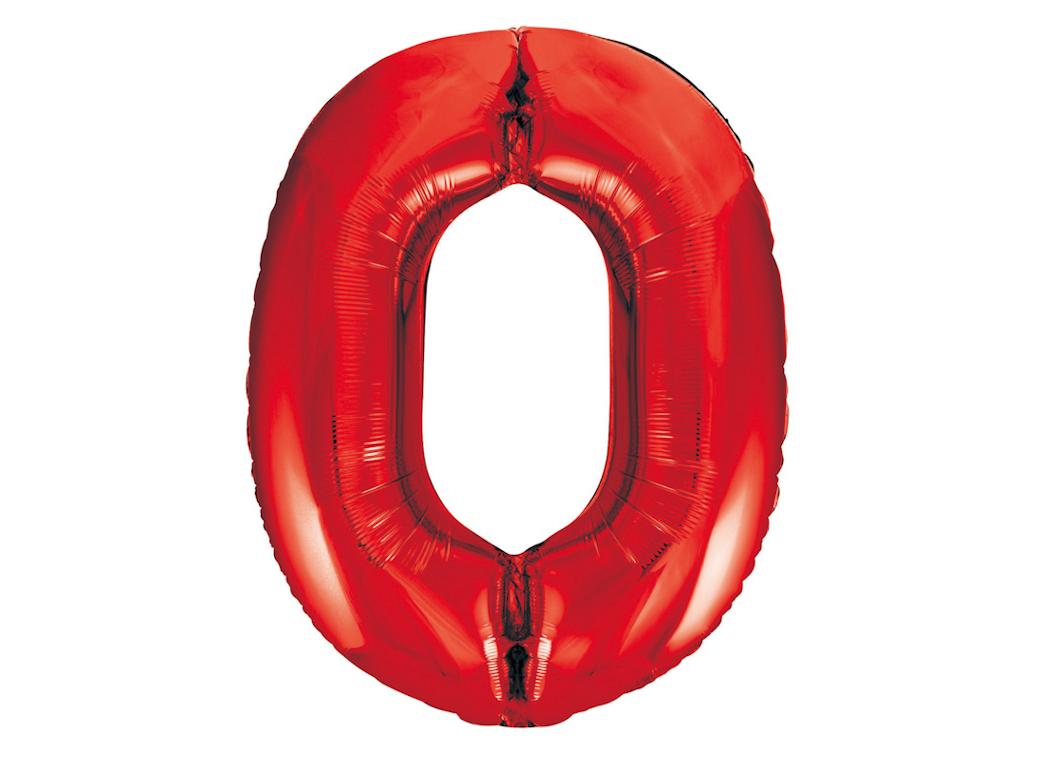 Giant Red Number Foil Balloon - 0