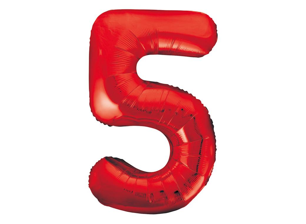Giant Red Number Foil Balloon - 5