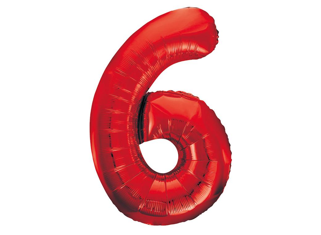 Giant Red Number Foil Balloon - 6