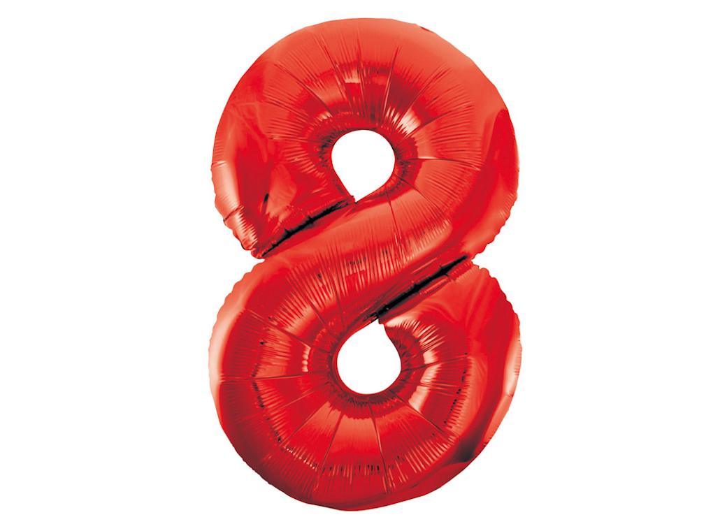 Giant Red Number Foil Balloon - 8