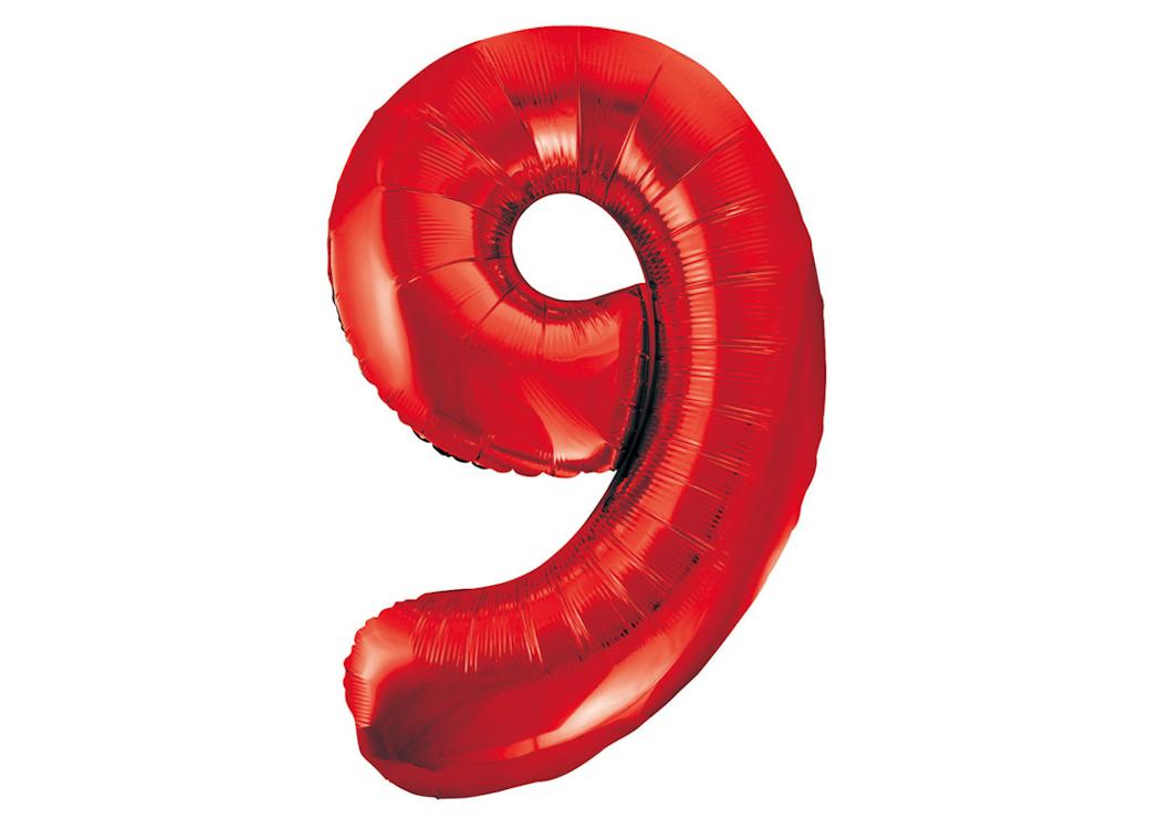 Giant Red Number Foil Balloon - 9
