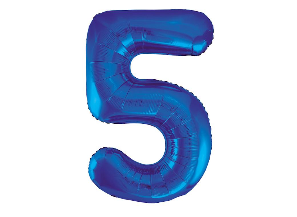 Giant Royal Blue Number Foil Balloon - 5
