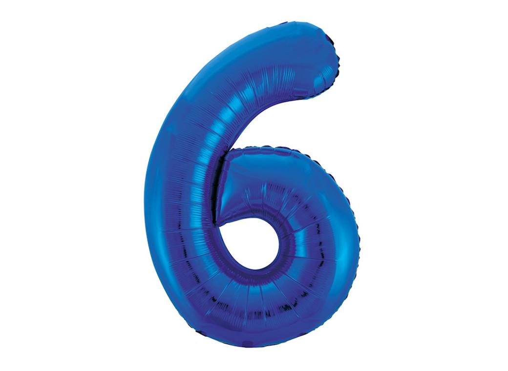 Giant Royal Blue Number Foil Balloon - 6