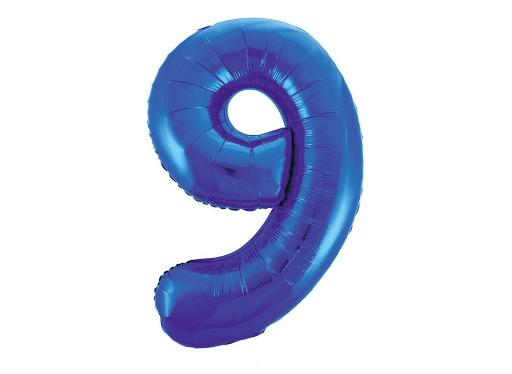 Giant Royal Blue Number Foil Balloon - 9