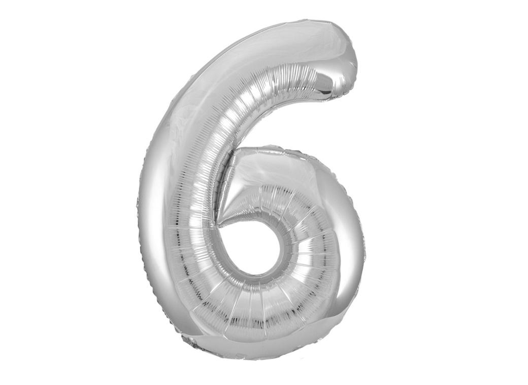 Giant Silver Number Foil Balloon - 6