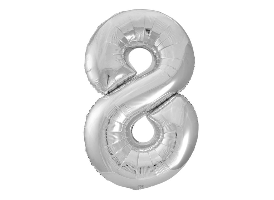 Giant Silver Number Foil Balloon - 8
