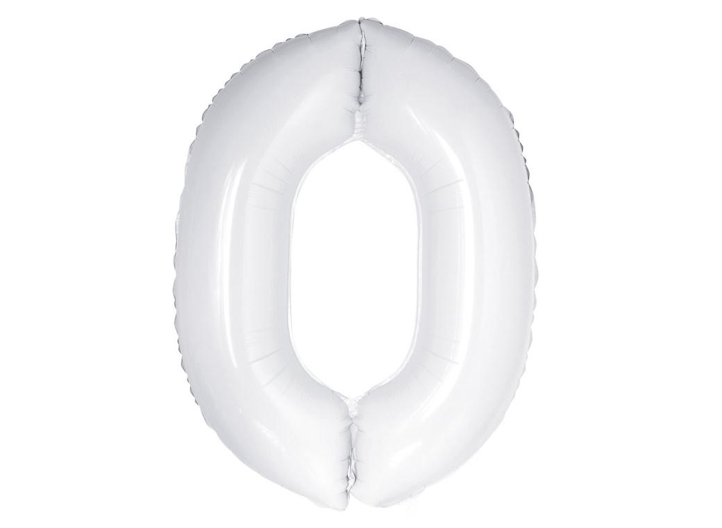 Giant Gloss White Number Foil Balloon - 0