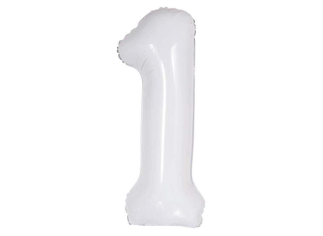Giant Gloss White Number Foil Balloon - 1