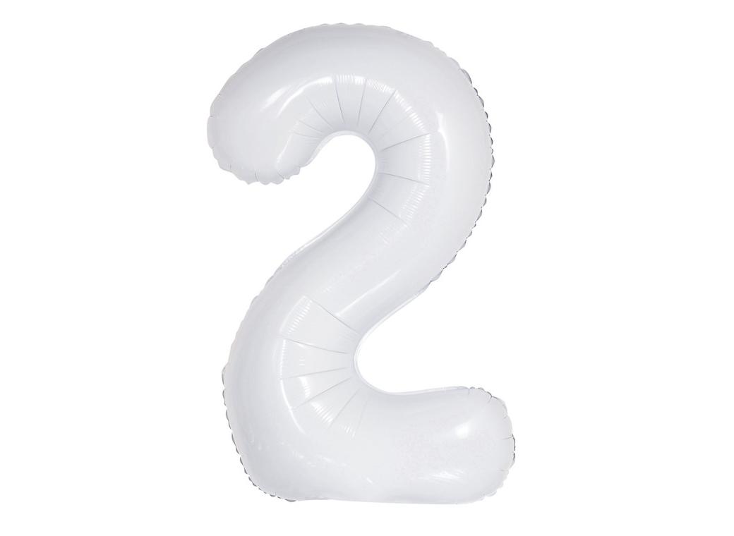 Giant Gloss White Number Foil Balloon - 2