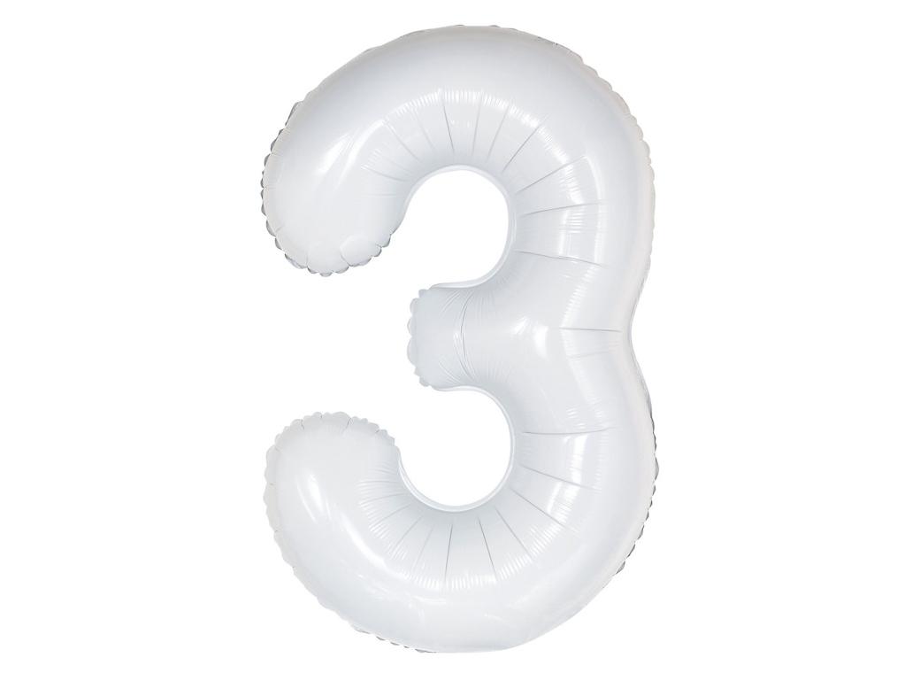Giant Gloss White Number Foil Balloon - 3